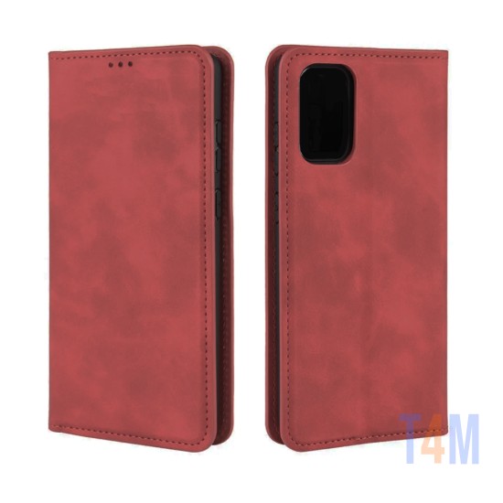 Leather Flip Cover with Internal Pocket For Samsung Galaxy S20 FE Red